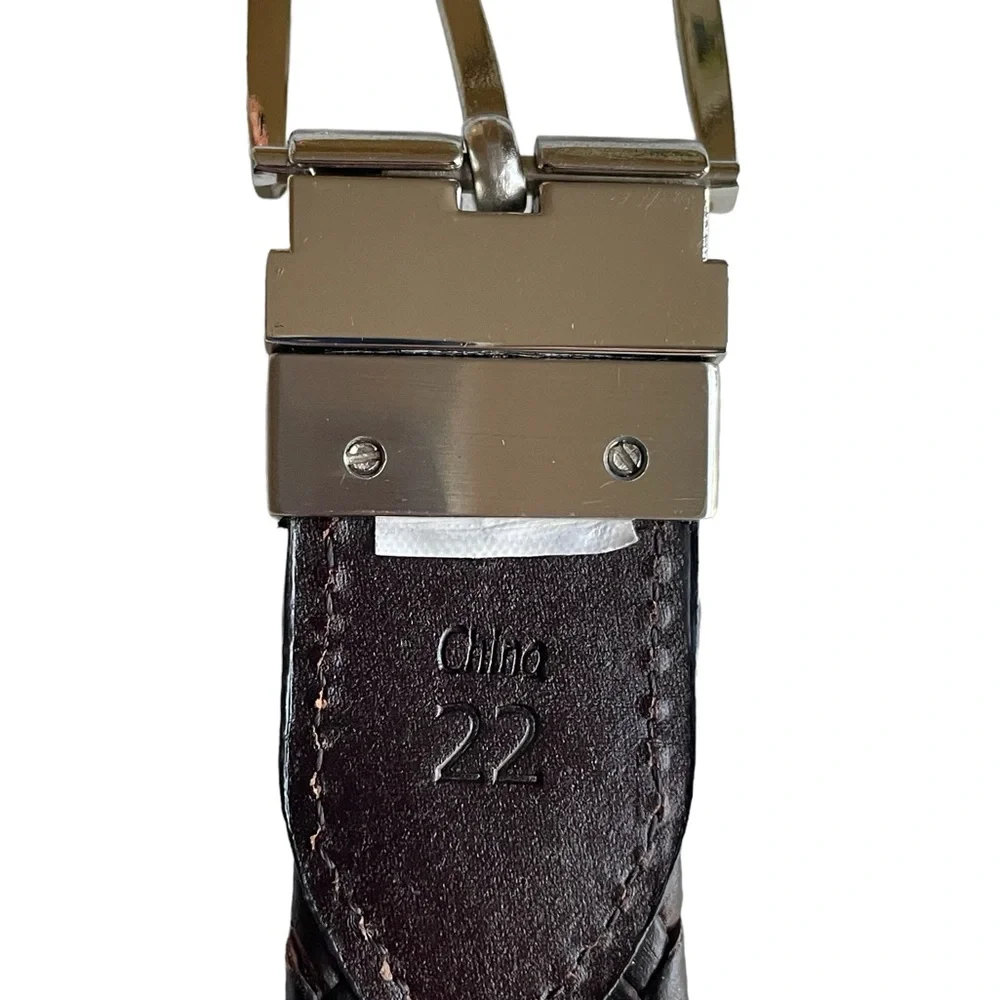 Youth Boys Reversible Woven Leather Belt by Joseph Abboud, Black and Brown 22”